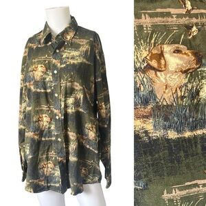 Woodland Trail Long sleeve Button Down Shirt Hunting Dog Labrador Size Medium M